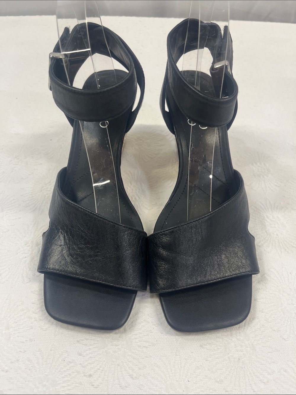 Franco Sarto Black Leather Ankle Strap Sandals
